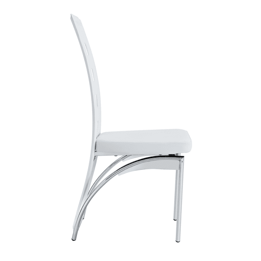 Cadeiras de sala de jantar 2 peças - Design europeu com padrão perfurado, PU branco + pernas metálicas prateadas - Branco+Prateado Cadeiras de sala de jantar 2 peças - Design europeu com padrão perfurado, PU branco + pernas metálicas prateadas - Branco+Prateado