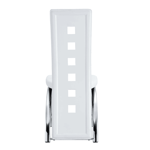 Cadeiras de sala de jantar 2 peças - Design europeu com padrão perfurado, PU branco + pernas metálicas prateadas - Branco+Prateado Cadeiras de sala de jantar 2 peças - Design europeu com padrão perfurado, PU branco + pernas metálicas prateadas - Branco+Prateado