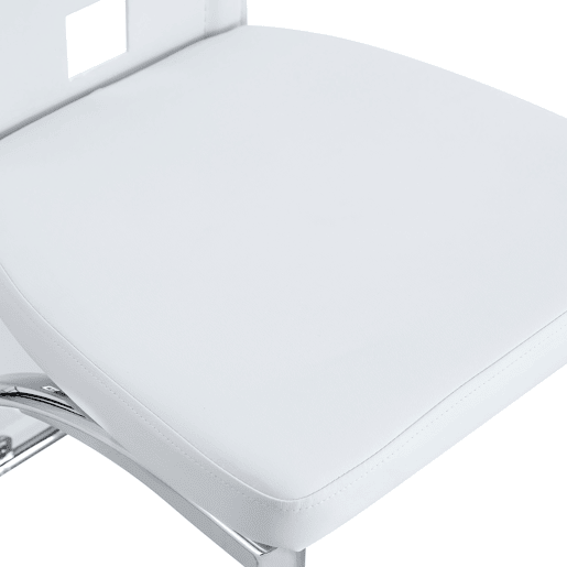 Cadeiras de sala de jantar 2 peças - Design europeu com padrão perfurado, PU branco + pernas metálicas prateadas - Branco+Prateado Cadeiras de sala de jantar 2 peças - Design europeu com padrão perfurado, PU branco + pernas metálicas prateadas - Branco+Prateado