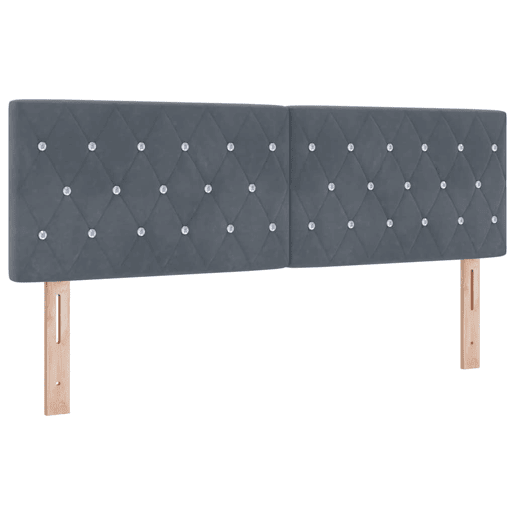 Cabeceira para cama de casal moderna LED com fitas LED Manual Cinza Escuro 160 cm Veludo Cabeceira para cama de casal moderna LED com fitas LED Manual Cinza Escuro 160 cm Veludo