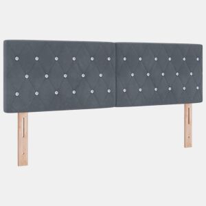Cabeceira para cama de casal moderna LED com fitas LED Manual Cinza Escuro 160 cm Veludo