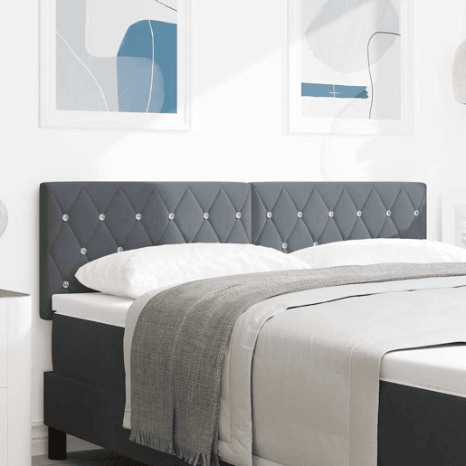 Cabeceira para cama de casal moderna LED com fitas LED Manual Cinza Escuro 160 cm Veludo Cabeceira para cama de casal moderna LED com fitas LED Manual Cinza Escuro 160 cm Veludo