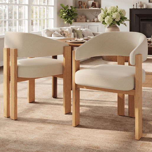 Cadeira de jantar ergonómica (2 unidades) u2013 estofada, pés de ferro resistentes, design em madeira u2013 Bege, Natural Cadeira de jantar ergonómica (2 unidades) u2013 estofada, pés de ferro resistentes, design em madeira u2013 Bege, Natural