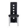 Cadeiras de sala de jantar 2 peças - design europeu com padrão perfurado, PU preto + pernas metálicas prateadas - Preto+Prata