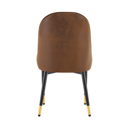 Conjunto de 2 cadeiras de jantar - sem dimensões especificadas - estofadas em tecido técnico castanho, encosto com padrão em forma de raio, estofamento espesso de alta elasticidade, estrutura metálica resistente - castanho e preto