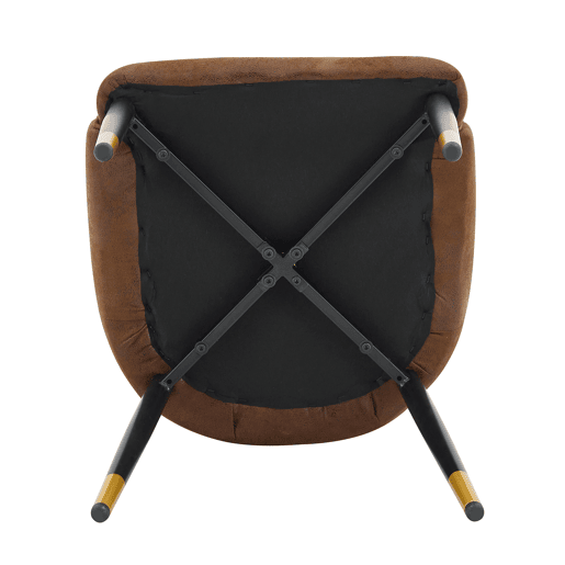 Conjunto de 2 cadeiras de jantar - sem dimensões especificadas - estofadas em tecido técnico castanho, encosto com padrão em forma de raio, estofamento espesso de alta elasticidade, estrutura metálica resistente - castanho e preto