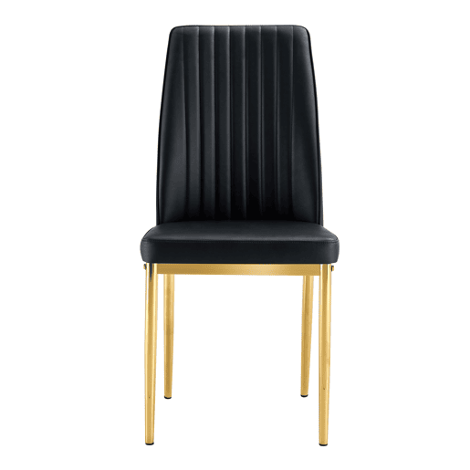 Cadeira de sala de jantar 4 unidades - PU preto, pernas metálicas douradas - design elegante Preto+Dourado Cadeira de sala de jantar 4 unidades - PU preto, pernas metálicas douradas - design elegante Preto+Dourado