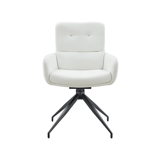 Cadeira giratória 2 unidades - design luxuoso e leve, PU branco, pernas metálicas pretas, 360° - brancopreto Cadeira giratória 2 unidades - design luxuoso e leve, PU branco, pernas metálicas pretas, 360° - brancopreto