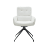 Cadeira giratória 2 unidades - design luxuoso e leve, PU branco, pernas metálicas pretas, 360° - brancopreto
