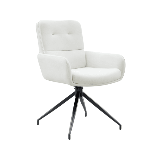 Cadeira giratória 2 unidades - design luxuoso e leve, PU branco, pernas metálicas pretas, 360° - brancopreto Cadeira giratória 2 unidades - design luxuoso e leve, PU branco, pernas metálicas pretas, 360° - brancopreto