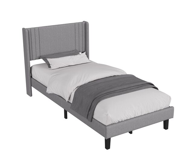 Cama con cabecero acolchado y almacenamiento 95x207