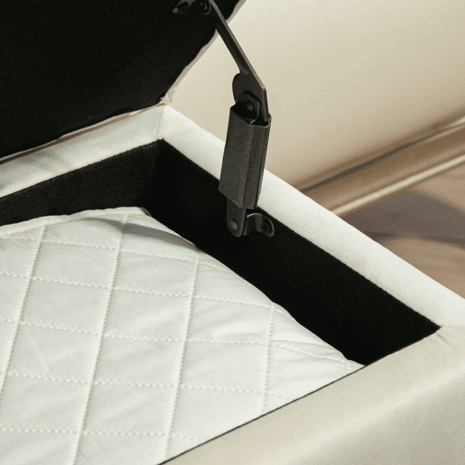 HOMCOM Banco de Arrumação em Veludo com Tampa, Pufe com Pés de Madeira para Sala, Quarto ou Entrada, 80x35x42 cm, Creme