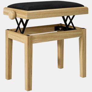 HOMCOM Banco para Piano Ajustável 45-56 cm, Banqueta Acolchoada em Veludo com Pernas em Madeira Natural