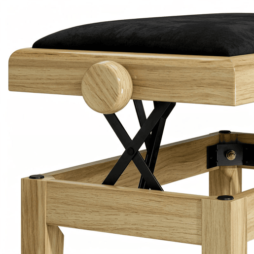 HOMCOM Banco para Piano Ajustável 45-56 cm, Banqueta Acolchoada em Veludo com Pernas em Madeira Natural