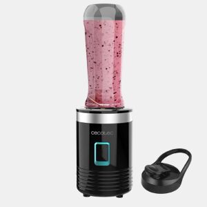 Cecotec Liquidificador de smoothies com copo portátil, 4 lâminas com revestimento de titânio preto e 500 W.