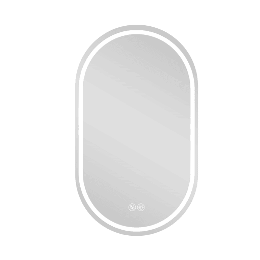 Espelho inteligente oval 60 x 90 cm - Design sem moldura, montagem na parede, ecrã tátil e função antiembaciamento, moderno para casa de banho - Prateado Espelho inteligente oval 60 x 90 cm - Design sem moldura, montagem na parede, ecrã tátil e função antiembaciamento, moderno para casa de banho - Prateado