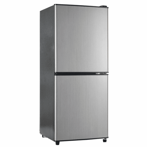 Mini-frigorífico 106 L - 60 L frigorífico + 46 L congelador, 7 níveis de temperatura, porta prateada + corpo preto, iluminação LED, prateleiras ajustáveis - Preto+Prateado Mini-frigorífico 106 L - 60 L frigorífico + 46 L congelador, 7 níveis de temperatura, porta prateada + corpo preto, iluminação LED, prateleiras ajustáveis - Preto+Prateado