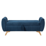 Banco estofado dobrável com arrumação 145×51×57 cm - Pernas de madeira - Azul