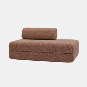Sofá conversível de 2 lugares em tweed vermelho