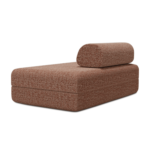 Sofá conversível de 2 lugares em tweed vermelho