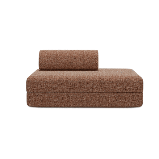 Sofá conversível de 2 lugares em tweed vermelho