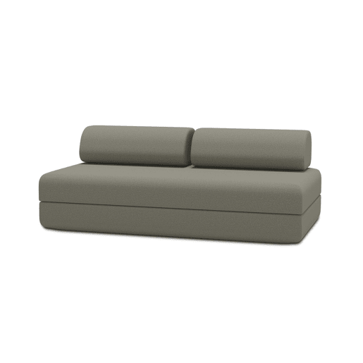 Sofá-cama conversível para 2 a 3 pessoas, tecido liso na cor taupe. Sofá-cama conversível para 2 a 3 pessoas, tecido liso na cor taupe.
