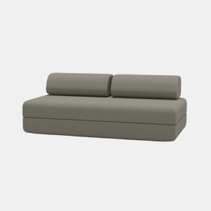 Sofá-cama conversível para 2 a 3 pessoas, tecido liso na cor taupe.