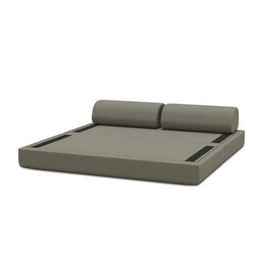 Sofá-cama conversível para 2 a 3 pessoas, tecido liso na cor taupe. Sofá-cama conversível para 2 a 3 pessoas, tecido liso na cor taupe.