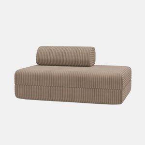 Sofá-cama conversível de 2 lugares em veludo cotelê marrom tamanho XL