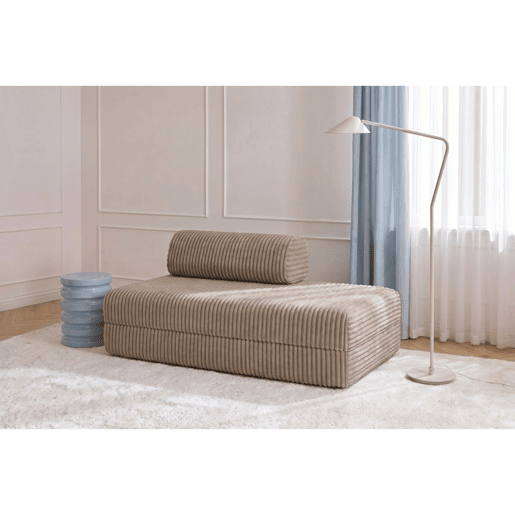Sofá-cama conversível de 2 lugares em veludo cotelê marrom tamanho XL