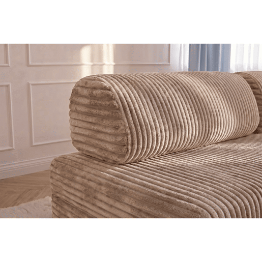 Sofá-cama conversível de 2 lugares em veludo cotelê marrom tamanho XL