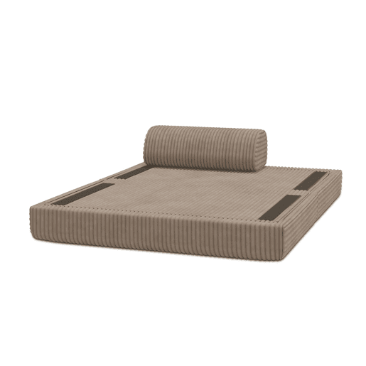 Sofá-cama conversível de 2 lugares em veludo cotelê marrom tamanho XL