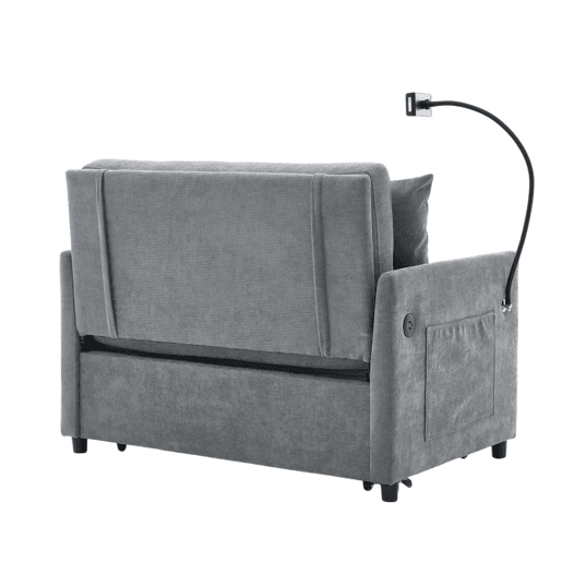 Sofá-cama individual 109×72×83,5 cm - Sofá-cama dobrável multifuncional em tecido, 1 lugar - Cinzento Sofá-cama individual 109×72×83,5 cm - Sofá-cama dobrável multifuncional em tecido, 1 lugar - Cinzento