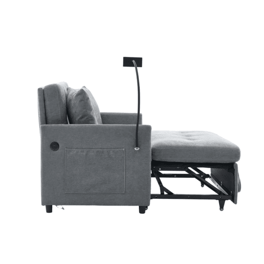 Sofá-cama individual 109×72×83,5 cm - Sofá-cama dobrável multifuncional em tecido, 1 lugar - Cinzento Sofá-cama individual 109×72×83,5 cm - Sofá-cama dobrável multifuncional em tecido, 1 lugar - Cinzento