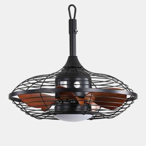Ventilador de teto de 51 cm - LED de 18 W, 3 temperaturas de cor, 5 pás em ABS, motor CC, gancho para exterior - Preto