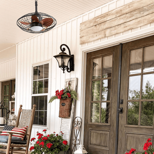 Ventilador de teto de 51 cm - LED de 18 W, 3 temperaturas de cor, 5 pás em ABS, motor CC, gancho para exterior - Preto