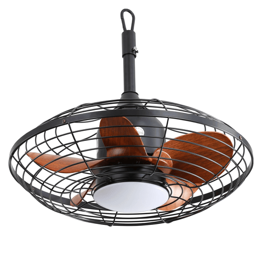 Ventilador de teto de 51 cm - LED de 18 W, 3 temperaturas de cor, 5 pás em ABS, motor CC, gancho para exterior - Preto