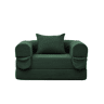 Poltrona-cama individual 120x85x65 cm u2013 2 em 1, dobrável, estofada em veludo cotelê, poupa espaço u2013 Verde