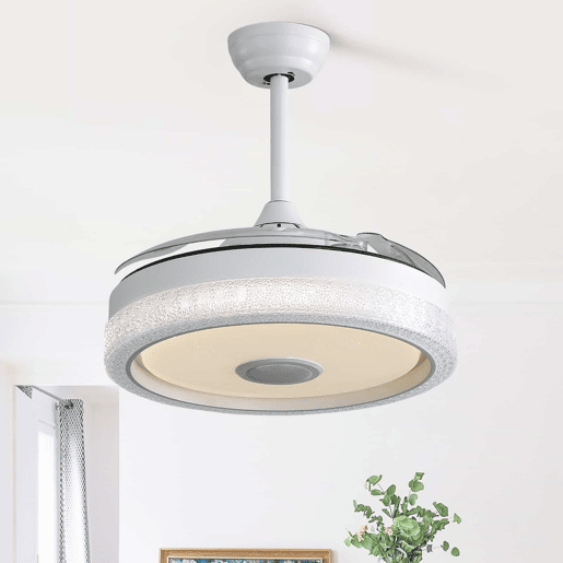 Ventilador de teto de 42 polegadas u2013 LED RGB de 32 W com 3 temperaturas de cor, 3 pás em ABS e motor CC u2013 branco Ventilador de teto de 42 polegadas u2013 LED RGB de 32 W com 3 temperaturas de cor, 3 pás em ABS e motor CC u2013 branco
