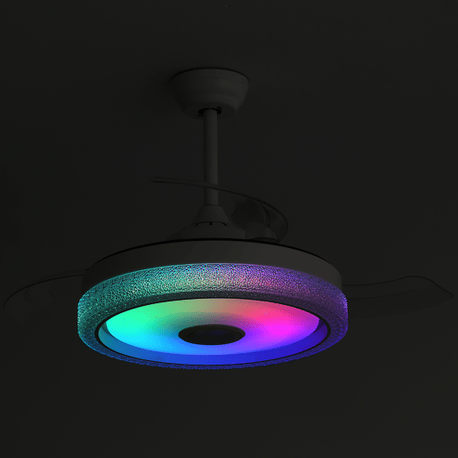 Ventilador de teto de 42 polegadas u2013 LED RGB de 32 W com 3 temperaturas de cor, 3 pás em ABS e motor CC u2013 branco Ventilador de teto de 42 polegadas u2013 LED RGB de 32 W com 3 temperaturas de cor, 3 pás em ABS e motor CC u2013 branco