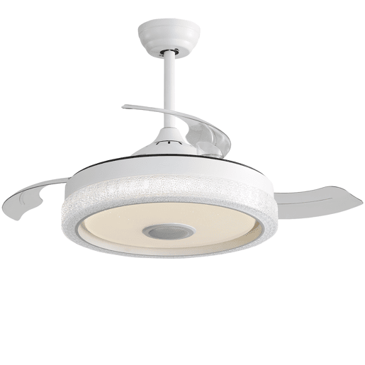 Ventilador de teto de 42 polegadas u2013 LED RGB de 32 W com 3 temperaturas de cor, 3 pás em ABS e motor CC u2013 branco Ventilador de teto de 42 polegadas u2013 LED RGB de 32 W com 3 temperaturas de cor, 3 pás em ABS e motor CC u2013 branco
