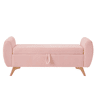 Banco estofado com espaço de arrumação 145×51×57 cm - Dobrável, pernas de madeira - Rosa