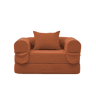 Poltrona-cama individual 120x85x65 cm - 2 em 1, dobrável, estofada em veludo cotelê - Laranja