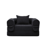 Poltrona-cama individual dobrável u2013 Estofada em veludo cotelê, transformável e multifuncional para espaços pequenos u2013 Preto