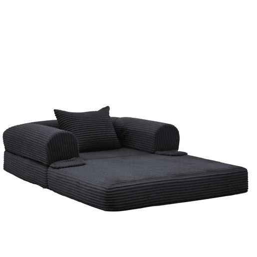 Poltrona-cama individual dobrável u2013 Estofada em veludo cotelê, transformável e multifuncional para espaços pequenos u2013 Preto Poltrona-cama individual dobrável u2013 Estofada em veludo cotelê, transformável e multifuncional para espaços pequenos u2013 Preto