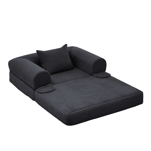 Poltrona-cama individual dobrável u2013 Estofada em veludo cotelê, transformável e multifuncional para espaços pequenos u2013 Preto Poltrona-cama individual dobrável u2013 Estofada em veludo cotelê, transformável e multifuncional para espaços pequenos u2013 Preto