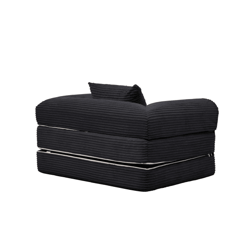 Poltrona-cama individual dobrável u2013 Estofada em veludo cotelê, transformável e multifuncional para espaços pequenos u2013 Preto Poltrona-cama individual dobrável u2013 Estofada em veludo cotelê, transformável e multifuncional para espaços pequenos u2013 Preto