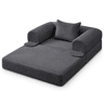 Sofá modular de 3 lugares - 1 lugar + 2 lugares, veludo canelado, sem estrutura, estofamento espesso - Cinzento