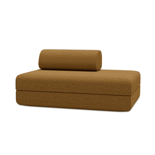 Sofá conversível de 2 lugares em tweed amarelo Sofá conversível de 2 lugares em tweed amarelo