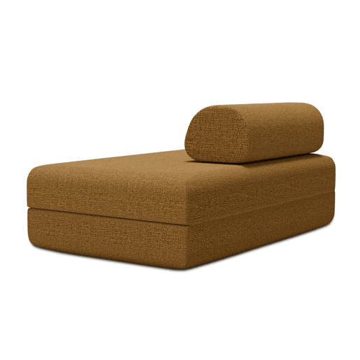 Sofá conversível de 2 lugares em tweed amarelo Sofá conversível de 2 lugares em tweed amarelo